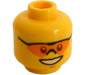 LEGO Minifigure Head with Smile and Orange Goggles (Recessed Solid Stud) (13636 / 99810)