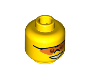 LEGO Minifigure Head with Smile and Orange Goggles (Recessed Solid Stud) (13636 / 99810)
