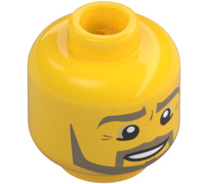 LEGO Minifigurine Tête avec Smile, Barbe, et Œil Wrinkles (Montant solide encastré) (11960 / 19549)