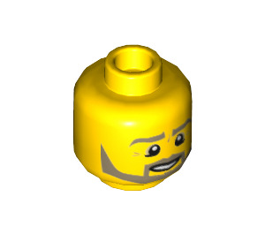 LEGO Minifigure Head with Smile, Beard, and Eye Wrinkles (Recessed Solid Stud) (11960 / 19549)