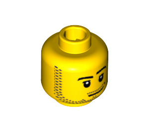 LEGO Minifigur Huvud med Smirk och Stubb Skägg (Infälld solid knopp) (14070 / 51523)