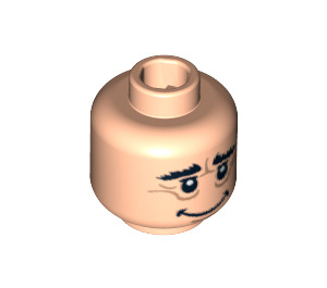 LEGO Minifigure Head with Wrinkles and Black Bushy Eyebrows (Recessed Solid Stud) (92640 / 93205)