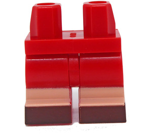 LEGO Minifigure Medium Beine mit Dark Brown Shoes, rot Shorts und Blau Dekoration auf Seite Beine (37364 / 102042)