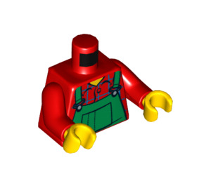 LEGO Minifigurka Tułów z Zielony Kombinezon Bib over Plaid Koszula (973 / 76382)