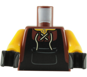 LEGO Minifigur Kropp med Laced Skjorta och Svart Apron Bib (973 / 76382)