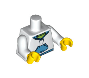 LEGO Minifigure Torso with White and Medium Blue Hoodie (76382 / 88585)