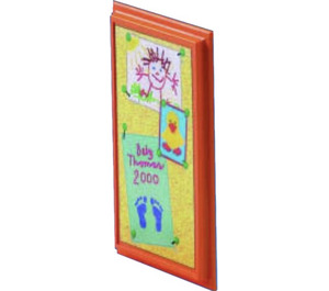 LEGO Mirror Base / Notice Board / Wall Panel 6 x 10 with 'Baby Thomas 2000' and Drawings Sticker (6953)