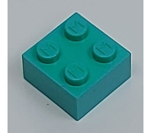 LEGO Modulex Aqua Green Modulex Brick 2 x 2 with M on Studs