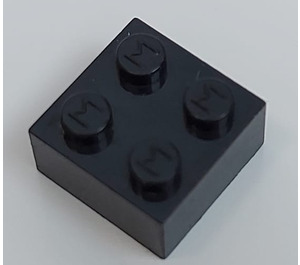 LEGO Modulex Black Modulex Brick 2 x 2 with M on Studs