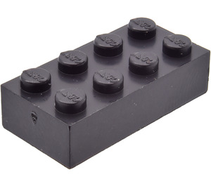 LEGO Modulex Black Modulex Brick 2 x 4 with LEGO on Studs