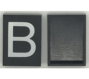 LEGO Modulex Black Modulex Tile 3 x 4 with White "B" with No Internal Supports