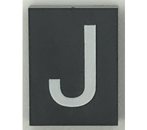 LEGO Modulex Noir Modulex Tuile 3 x 4 avec blanc "J" sans support interne