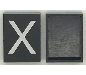 LEGO Modulex Black Modulex Tile 3 x 4 with White "X" with No Internal Supports