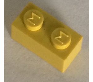 LEGO Modulex Lemon Modulex Brick 1 x 2 with M on Studs