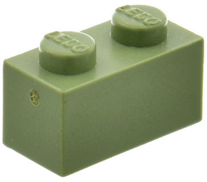 LEGO Modulex Olive Green Modulex Brick 1 x 2 with Lego on studs