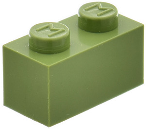 LEGO Modulex Olive Green Modulex Brick 1 x 2 with M on Studs