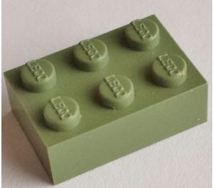 LEGO Modulex Olive Green Modulex Brick 2 x 3 with Lego on Studs