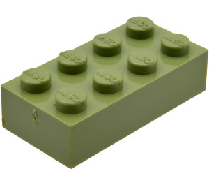 LEGO Modulex Olijfgroen Modulex Steen 2 x 4 met LEGO Aan Studs