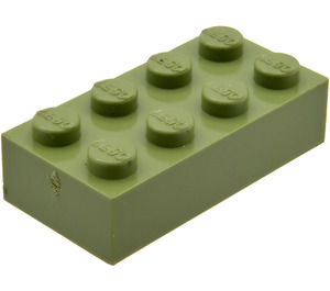 LEGO Modulex olijfgroen Modulex Steen 2 x 4 met LEGO aan Noppen