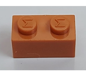 LEGO Modulex Orange Modulex Stein 1 x 2 mit M auf Noppen