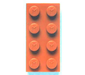 LEGO Modulex Orange Modulex Brick 2 x 4 with M on Studs