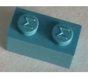 LEGO Modulex Pastel Blue Modulex Brick 1 x 2 with M on Studs