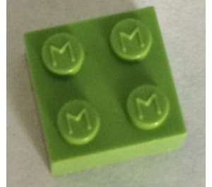 LEGO Modulex Pastel Green Modulex Brick 2 x 2 with M on Studs