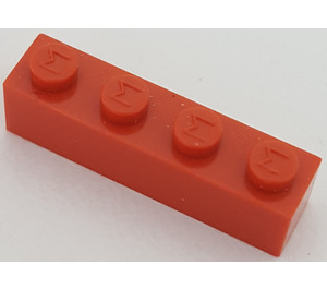 LEGO Modulex Rot Modulex Stein 1 x 4 mit M auf Noppen