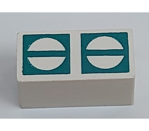 LEGO Modulex Tile 1 x 2 with Green Semicircles with No Internal Supports