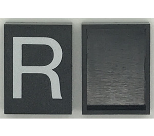 LEGO Modulex Fliese 3 x 4 mit Weiß "R" ohne interne Unterstützung