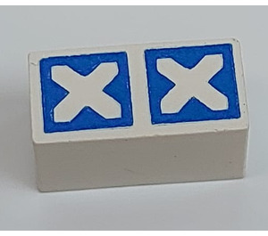 LEGO Modulex White Modulex Tile 1 x 2 with Diagonal Crosses with No Internal Supports