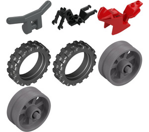 LEGO Motorcycle Sport Bike with Black Chassis, Flat Silver Wheels and Dark Stone Gray Handlebars