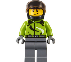 LEGO Motorcyclist dans Vert Patterned Veste Minifigurine