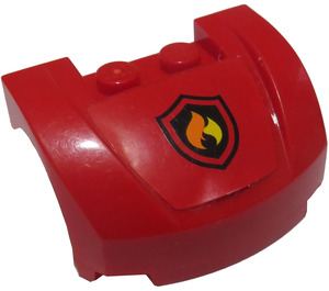 LEGO Mudgard Bonnet 3 x 4 x 1.3 Gebogen mit Flamme, 'Feuer' Logo Aufkleber (98835)