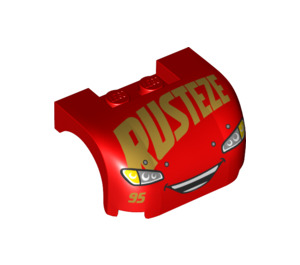 LEGO Mudguard Bonnet 3 x 4 x 1.7 Curved with Smiling Rusteze and Headlights (33787 / 38224)