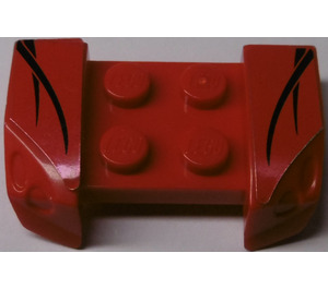 LEGO Kotflügel Platte 2 x 4 mit Overhanging Headlights mit Schwarz Streaks Aufkleber (44674)