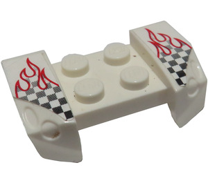 LEGO Błotnik Talerz 2 x 4 z Overhanging Headlights z Checkered Płomień Naklejka (44674)