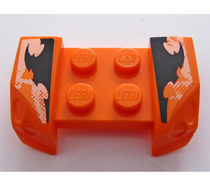 LEGO Garde-boue assiette 2 x 4 avec Overhanging Headlights avec Orange et Noir Modèle Autocollant (44674)