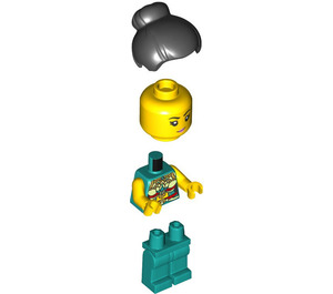 LEGO Musician (1) met Top Knot Zwart Haar Bun minifiguur
