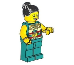 LEGO Musician (2) med Top Knot Sort Hår Bun Minifigur