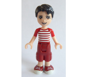 LEGO Nate met Dark Rood Cropped Trousers en Rood en Wit Striped Shirt minifiguur