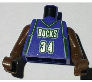 LEGO NBA Milwaukee Bucks #34 Torso with Brown Arms