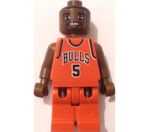 LEGO NBA player, Jalen Rose, Chicago Bulls Road Uniform #5 minifiguur