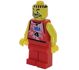 LEGO NBA player, Number 4 med Rød Non-Fjær Ben Minifigur