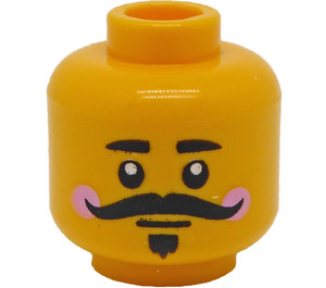 LEGO Nutcracker Dual Sided Head with Pink Cheeks, Black Mustache and Neutral Mouth / Smile with Teeth (Recessed Solid Stud) (3626)