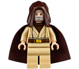 LEGO Obi-Wan Kenobi (Old) med Dark Brun Kappa och Huva Minifigur