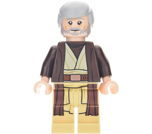 LEGO Obi Wan Kenobi med grå Hår och Dark Brun Robe Minifigur