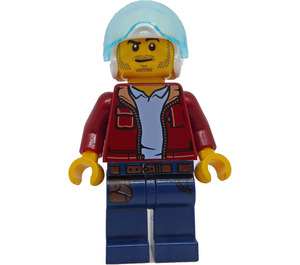 LEGO Ocean Helikopter Piloot in Donkerrood Jasje Minifiguur