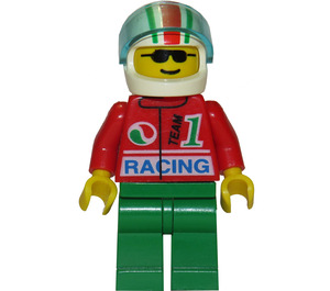 LEGO Octan Racing Crew met Wit, Rood en Green Striped Helm minifiguur