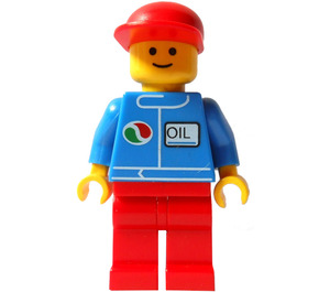 LEGO Octan Worker Red Legs and Long Bill Cap Minifigure